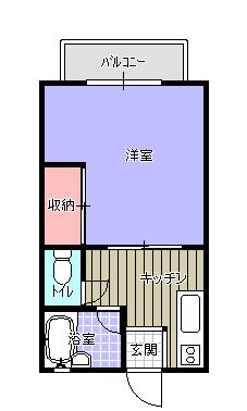 エスポワール北坂戸(1K/1階)の間取り写真