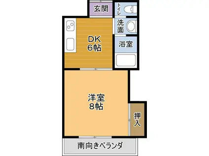 グランドハイツアザミ(1DK/3階)の間取り写真