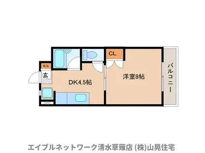 シャトレ・ヴェール(1DK/4階)の間取り写真