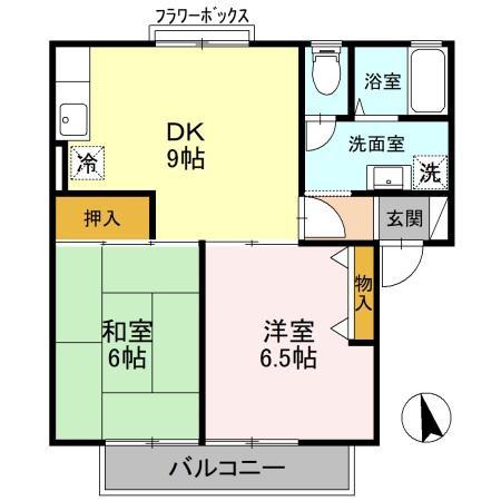 エクセルコーポ綾南A棟(2LDK/2階)の間取り写真