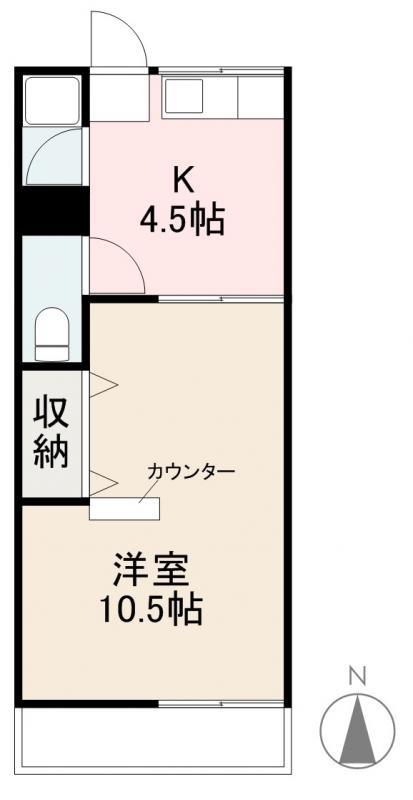 浜新コーポ(1DK/1階)の間取り写真