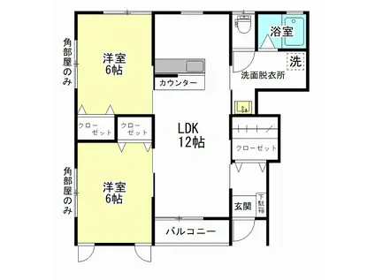 コンフォートA(2LDK/1階)の間取り写真