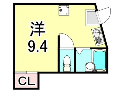 ノベラ篠原北町(ワンルーム/4階)の間取り写真