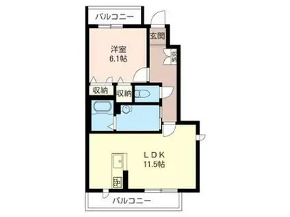 ラフィナートII(1LDK/1階)の間取り写真