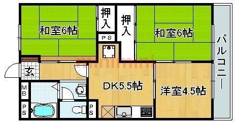寺田ハイツ(3DK/3階)の間取り写真
