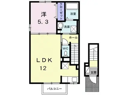 グランデ・HIDE B(1LDK/2階)の間取り写真