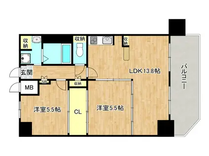ハイラインIII(2LDK/11階)の間取り写真