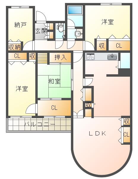 ライオンズマンション須磨妙法寺(3SLDK/3階)の間取り写真
