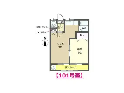 メゾンM3(1LDK/1階)の間取り写真