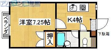 コーポかんだ(1K/2階)の間取り写真
