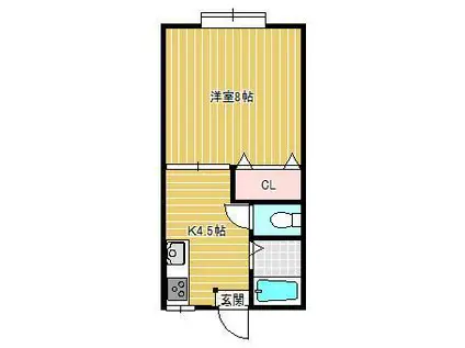 〇グラシア(1K/2階)の間取り写真