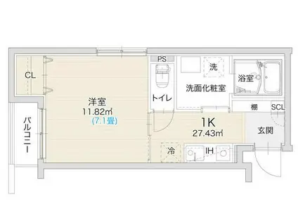 ヴィラアバーナ桜台(1K/4階)の間取り写真