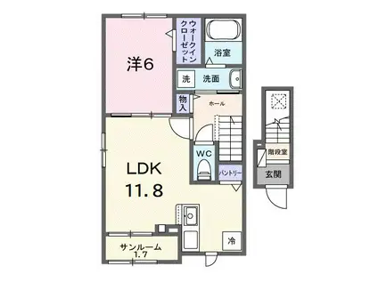 モダンヴィラ 一番館(1LDK/2階)の間取り写真
