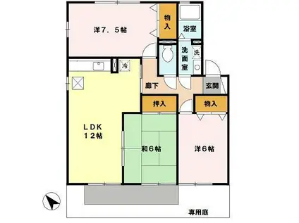 セジュールみやびB棟(3LDK/2階)の間取り写真