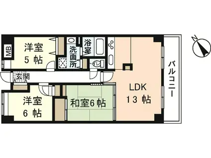シーブリーズ東原壱番館(3LDK/10階)の間取り写真