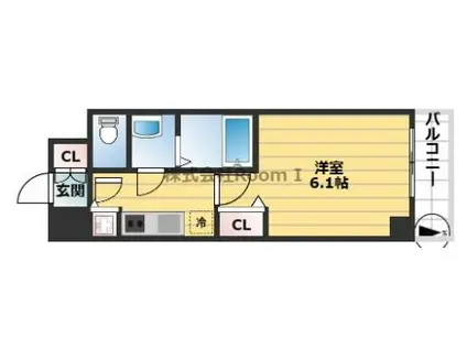 プレサンス心斎橋ブライト(1K/3階)の間取り写真