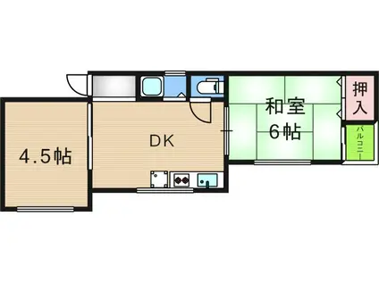 エトワール住之江(2DK/4階)の間取り写真