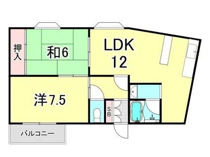 東洋ビル(2LDK/3階)の間取り写真