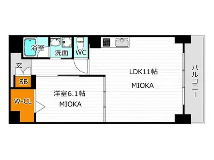 アベニール四天王寺(1LDK/4階)の間取り写真