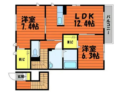 シャーメゾン安原(2LDK/2階)の間取り写真