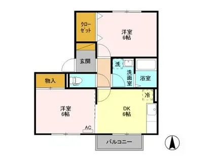 フラワーレジデンス森田七番館(2DK/2階)の間取り写真