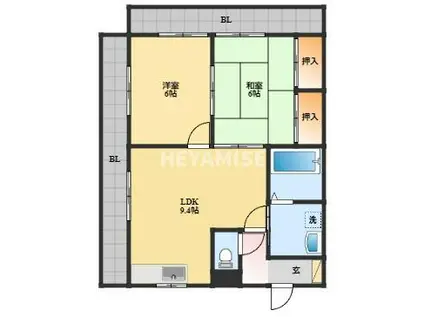 カーサベルデ(2LDK/2階)の間取り写真