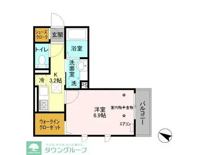 クレイドル(1K/1階)の間取り写真