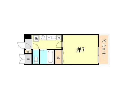 ラ・ヴィスタ板宿(1K/2階)の間取り写真