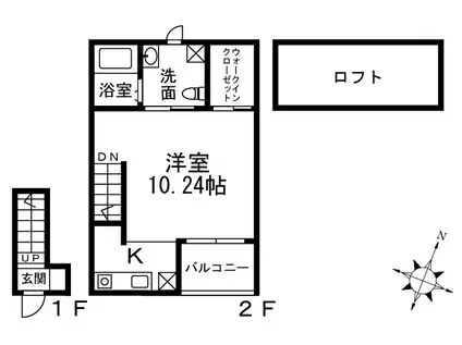 ローランド(1K/2階)の間取り写真