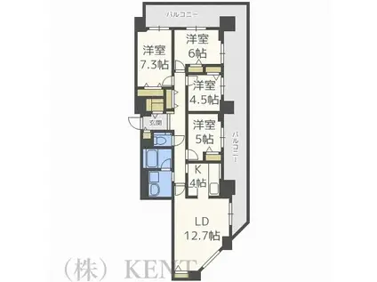プレミスト琴似スカイクロスタワー(4LDK/23階)の間取り写真