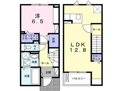 ラ ペ フランI(1LDK/1階)の間取り写真