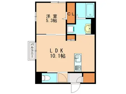 MORE PLUS 砂津(1LDK/3階)の間取り写真