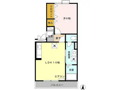 ヴィラ・ラフィーネ(1LDK/2階)の間取り写真