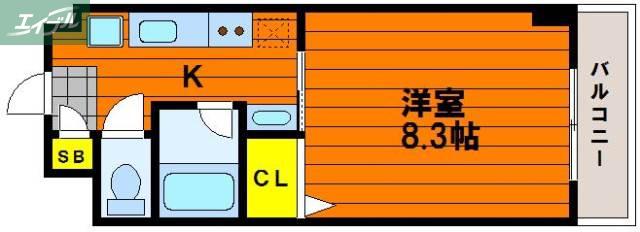 ヴィラ津島(1K/4階)の間取り写真
