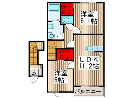 ルーラル レジデンス TI(2LDK/2階)の間取り写真