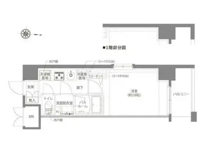 AELL亀有(1K/1階)の間取り写真