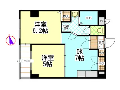 寿光第一メゾン(2DK/3階)の間取り写真