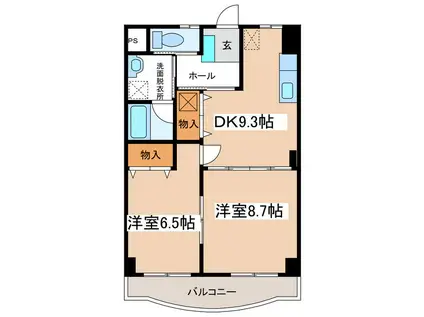 ユーイン井川城(2DK/3階)の間取り写真