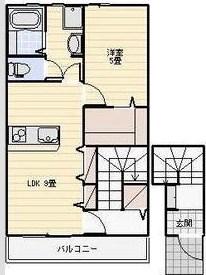 LOTUS坪井(1LDK/2階)の間取り写真