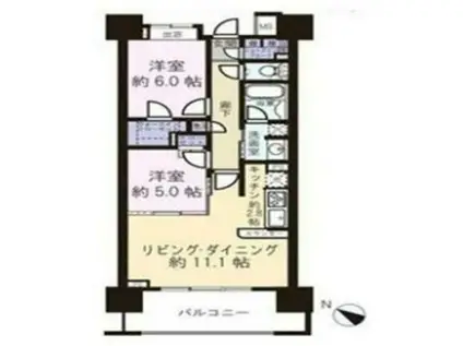 クレストシティレジデンス(2LDK/3階)の間取り写真