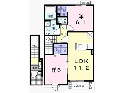 サニー青山(2LDK/2階)の間取り写真