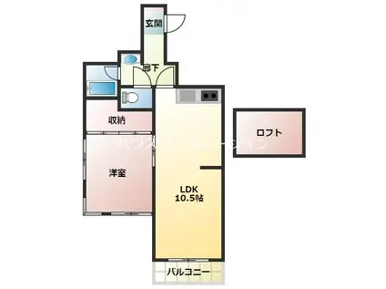 サンパレス21東園田2(1LDK/3階)の間取り写真