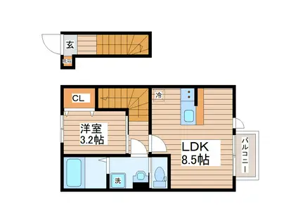 ガス割 第八弾 THE ROOM 南仙台駅B(1LDK/2階)の間取り写真