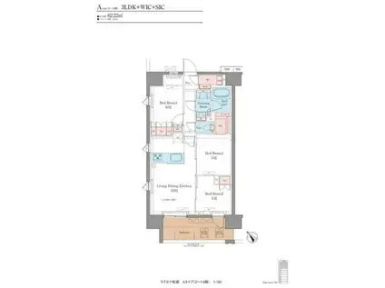 LUXENA船堀(3LDK/13階)の間取り写真