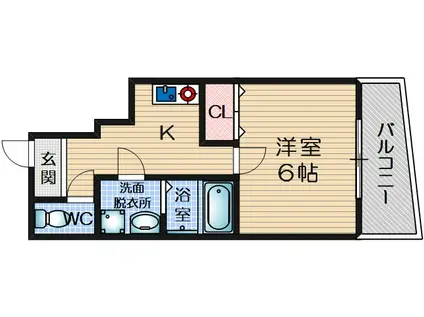 リーフジャルダン富田駅前(1K/1階)の間取り写真