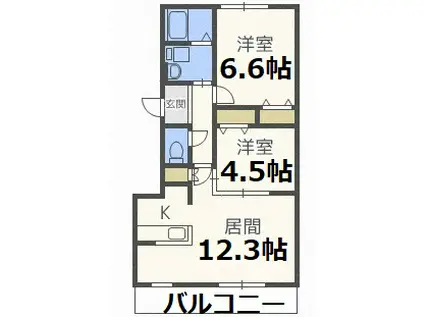 セントポーリアシェリル(2LDK/4階)の間取り写真