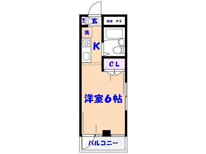 パシフィックコーポII(1K/3階)の間取り写真