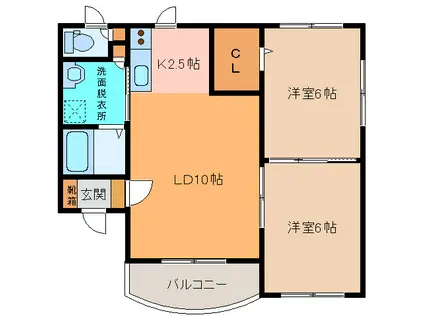 エスペランサIII(2LDK/2階)の間取り写真