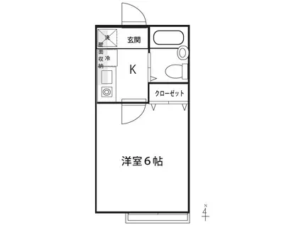 パークプレイス(1K/1階)の間取り写真