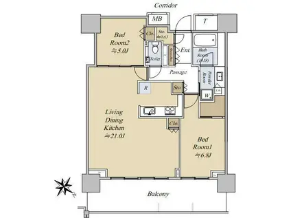 ベイシティタワーズ神戸イースト(2LDK/23階)の間取り写真
